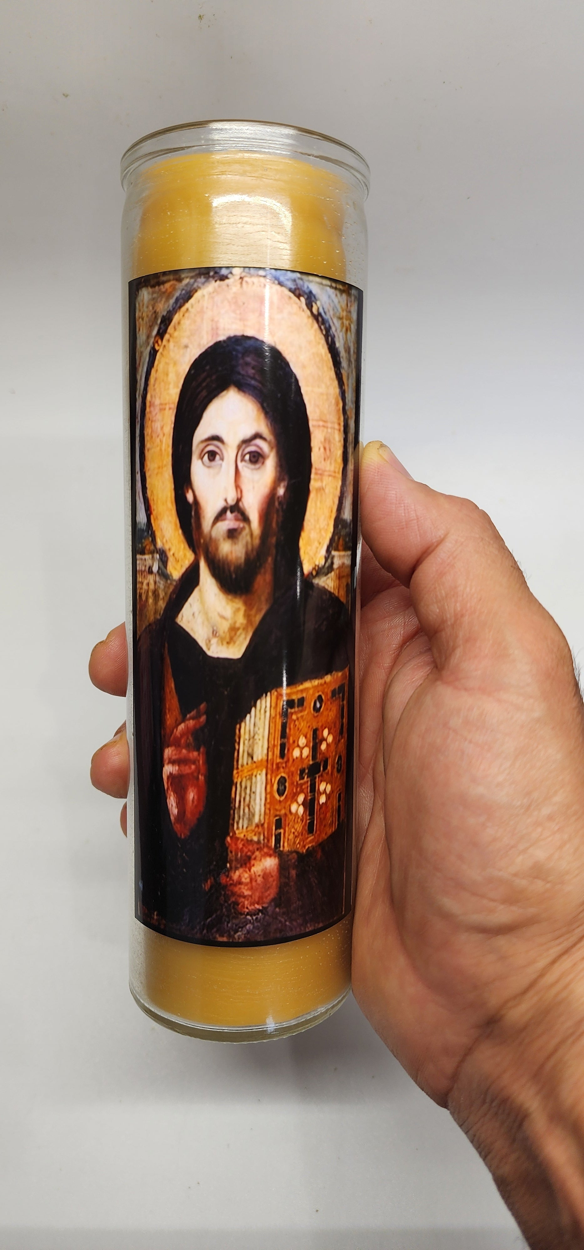 Jesus Christ Pantocrator Sinai Orthodox Icon for Christian gift Devotional Candle pure Beeswax 8 inch 100 Hour