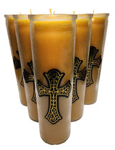 Pure Beeswax Devotional candle with Cross 8" Glass 100 hours burn time made in USA