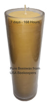 7 days (168 hours) Pure Beeswax Devotional candle in a Glass. 3" W x 10" H made in USA