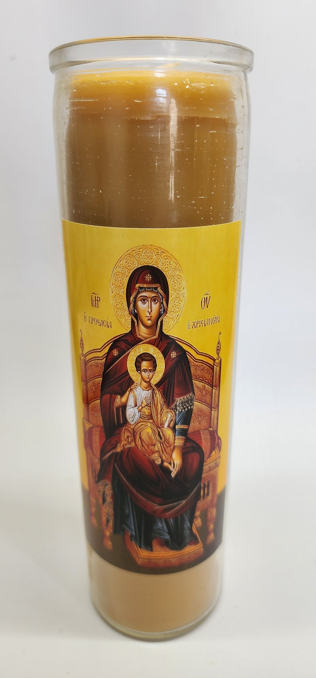 Mother of god Beeswax Panagia Theotokos Prayer Devotional Candle - 8 inch, 100 Hour Orthodox