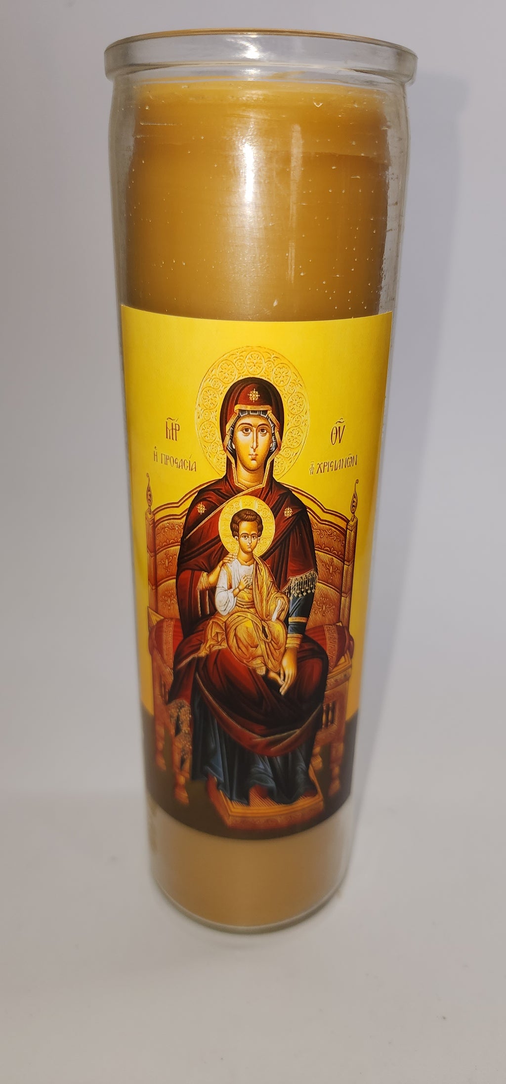 Mother of god Beeswax Panagia Theotokos Prayer Devotional Candle - 8 inch, 100 Hour Orthodox