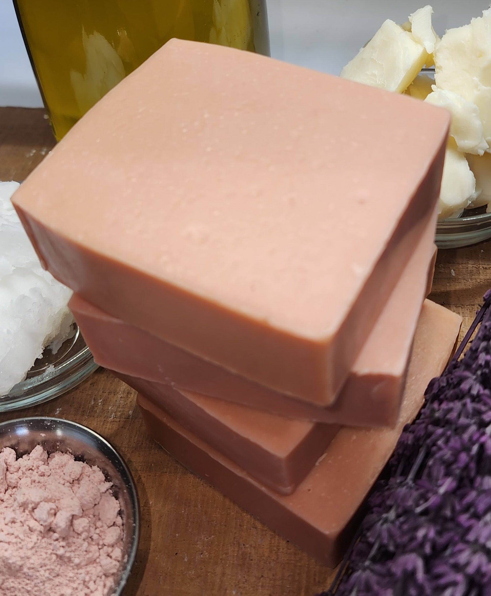 Natural Lavender Pink Clay Soap with Aloe & Shea Butter Moisturizing with premium oils Vegan 5oz bars