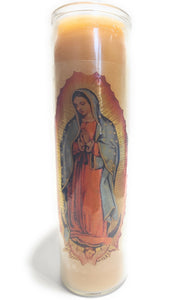 Our Lady of Guadalupe Pure Beeswax 8" Glass Candle