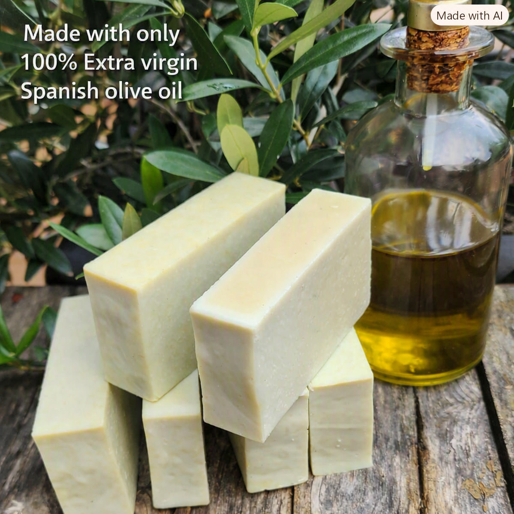 Traditional Castile Soap Bar - 100% Spanish Extra Virgin Olive Oil Soap Unscented Gentle Bar for Sensitive Skin Handmade