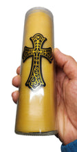 Pure Beeswax Devotional candle with Cross 8" Glass 100 hours burn time made in USA