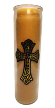 Pure Beeswax Devotional candle with Cross 8" Glass 100 hours burn time made in USA