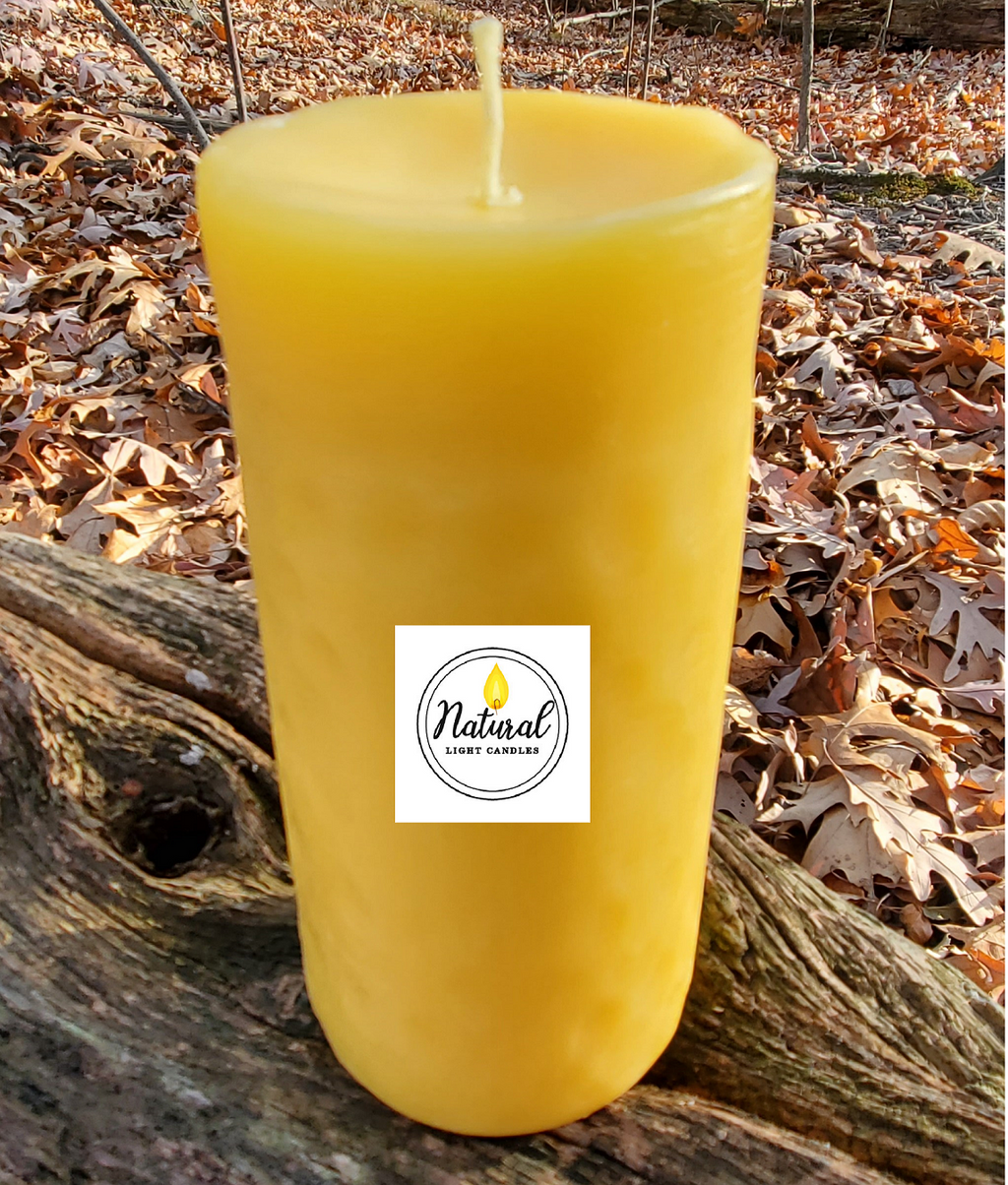 2.3" W beeswax pillar 5" Tall, 50 Hours