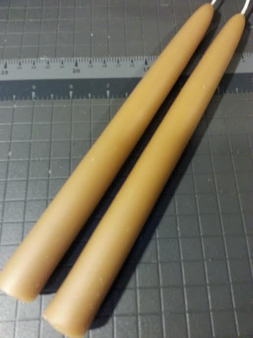 7/8" Beeswax taper candles for standard size candle holders. Beeswax of USA Beekeepers