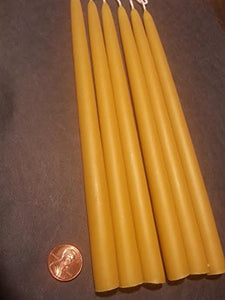 Beeswax taper candles size 1/2" at the base