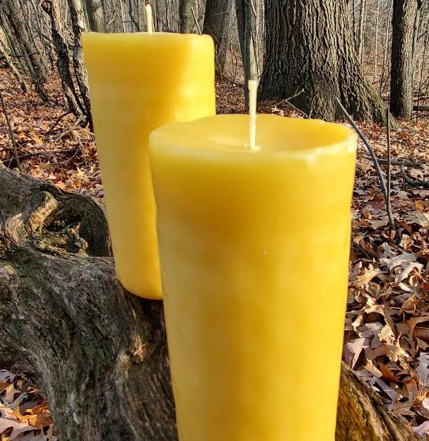 2.3" W beeswax pillar 5" Tall, 50 Hours